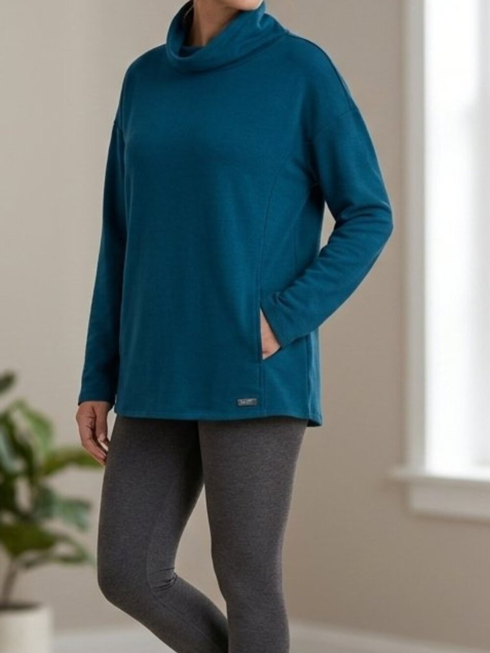32 Degrees Heat Women's Funnel Neck Sweatshirt Long Sleeves Fleece Size L